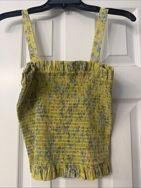 Giani Bini Green Floral Smocked Tank